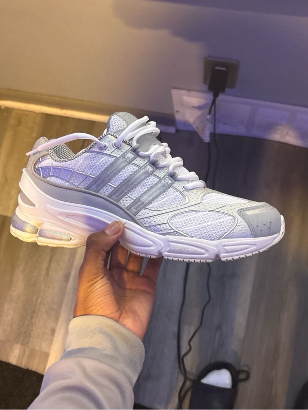 adidas White and Light Gray Men's Athletic Running Shoes